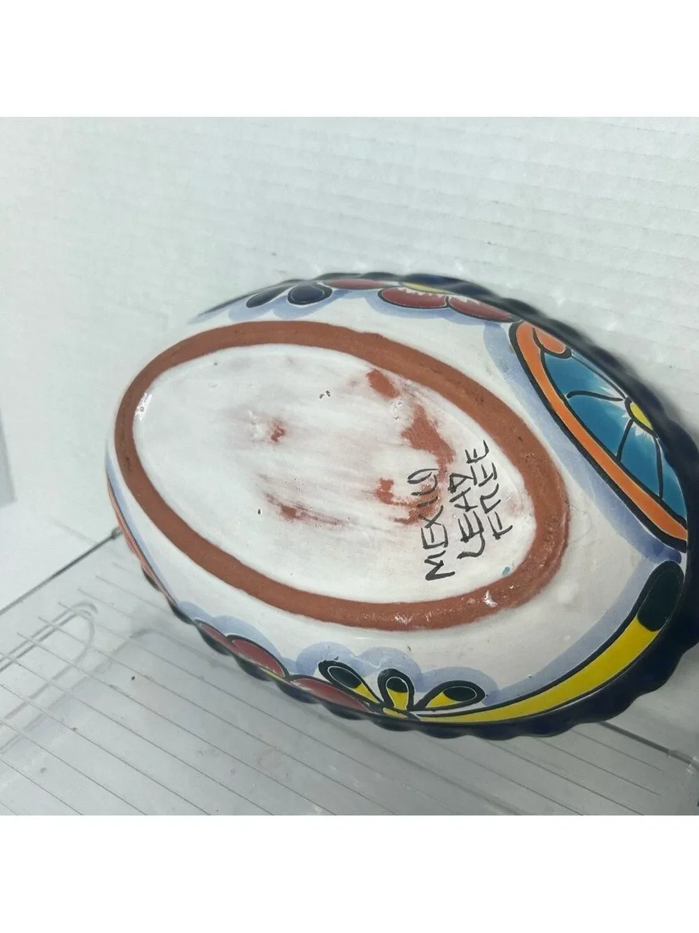 Talavera Mexican Pottery Set of Two Trinket Dishes Handpainted Signed Floral